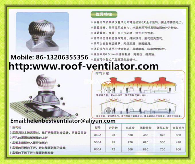 1200mm roof turbine ventilator stainless steel
