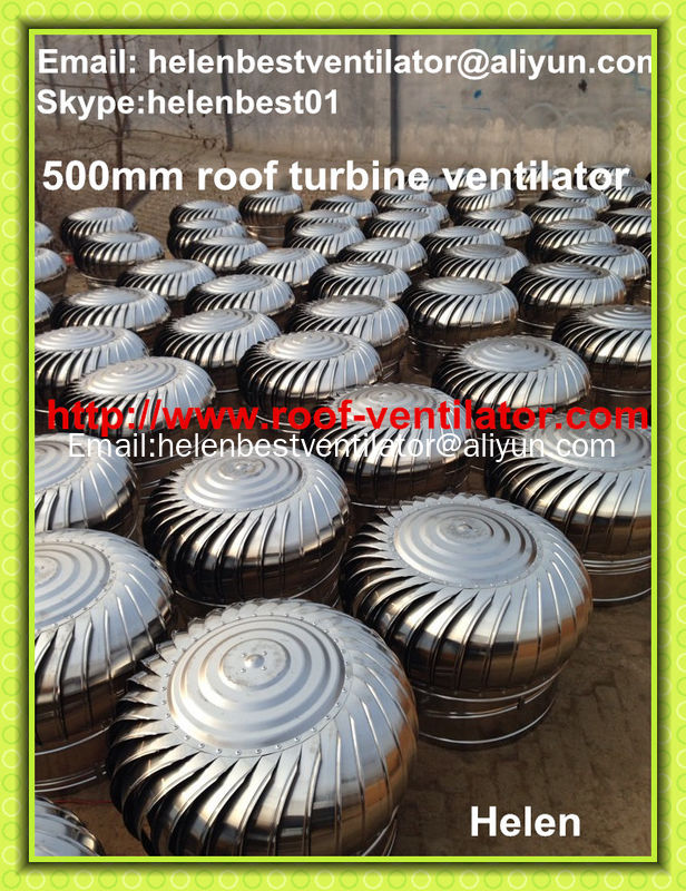 500mm wind driven roof turbo ventilator for warehouse stainless steel